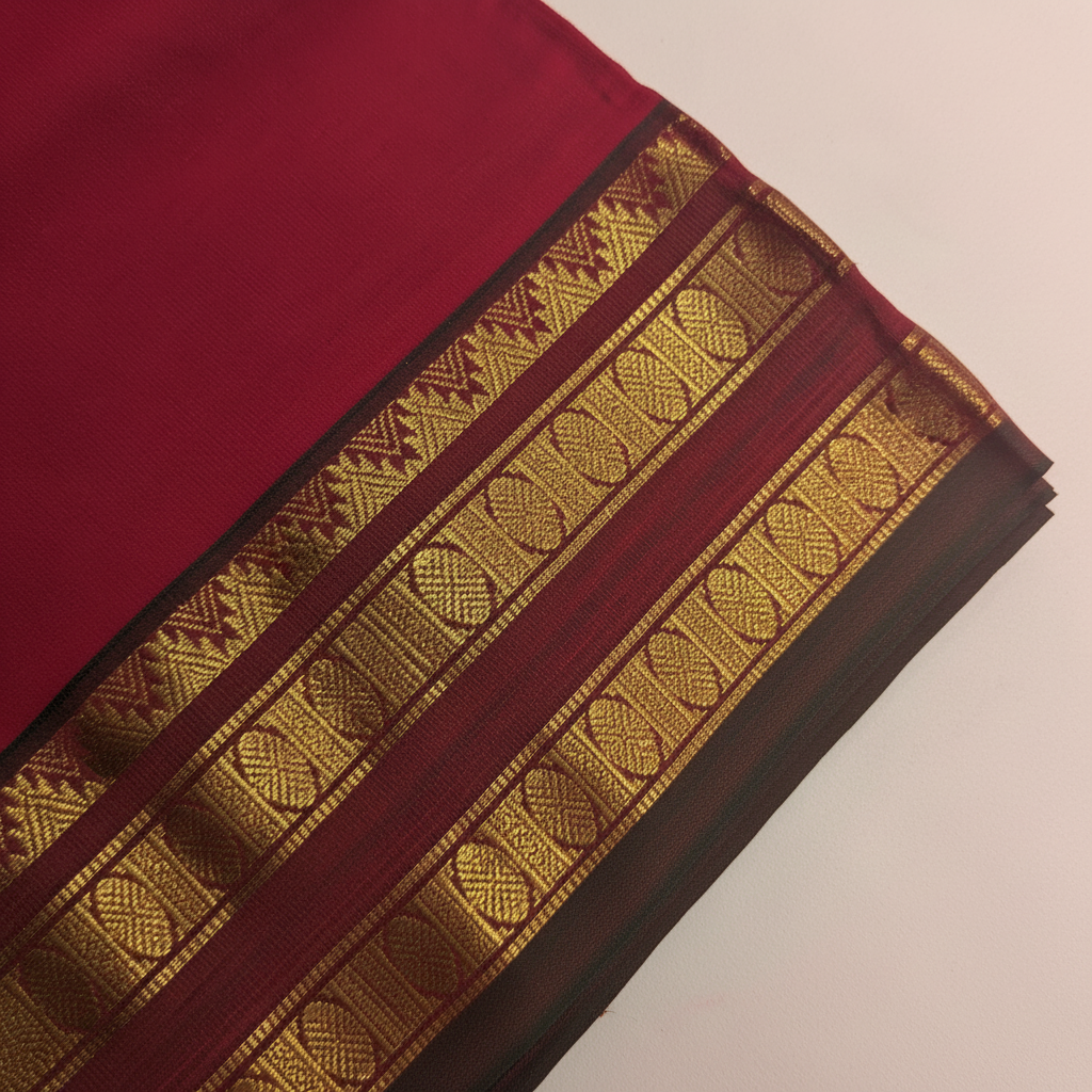 KUBERAN RED COTTON SAREE