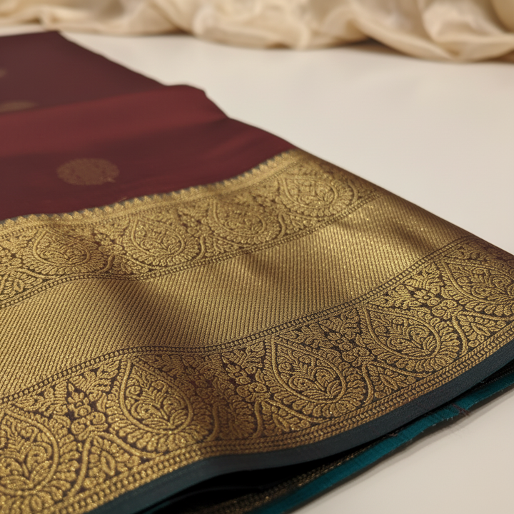 KUBERAN BROWN WITH GREEN PURE SILK SAREE