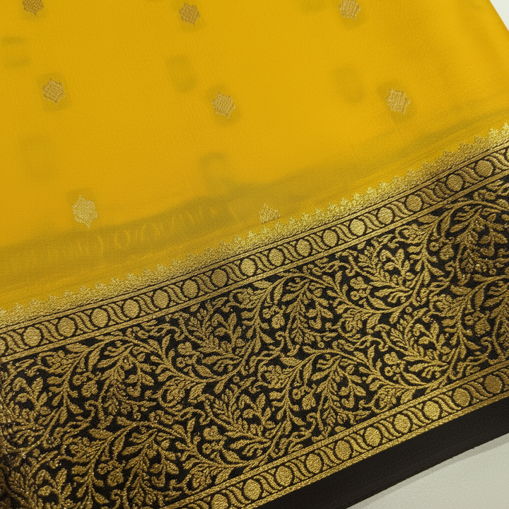 KUBERAN YELLOW PURE CREPE SAREE