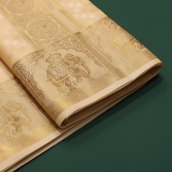 Kuberan Cream Pure Silk Dhoti