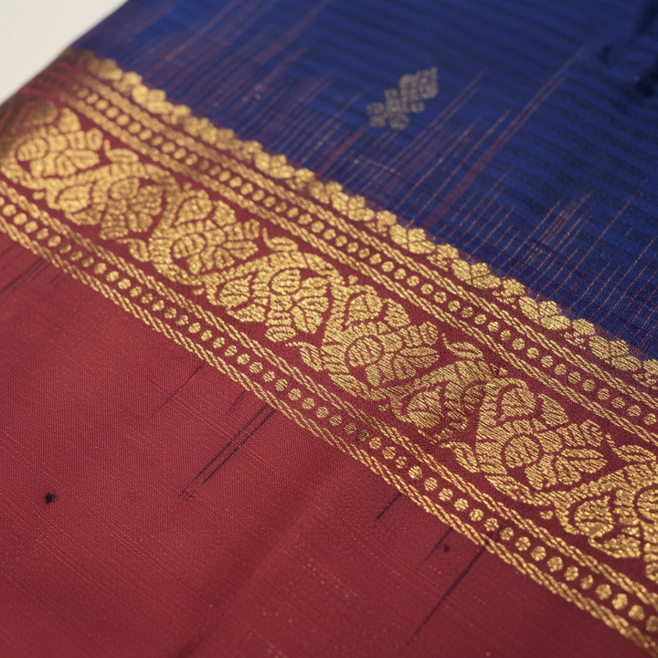KUBERAN NAVY BLUE WITH PINK PURE SILK SAREE