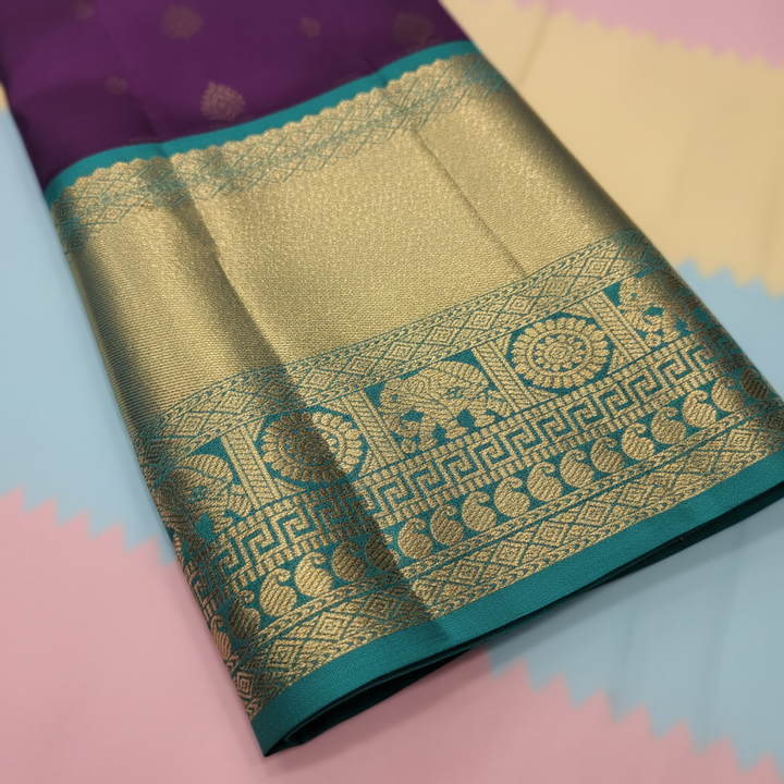 KUBERAN MAGENTA WITH BLUE PURE SILK SAREE