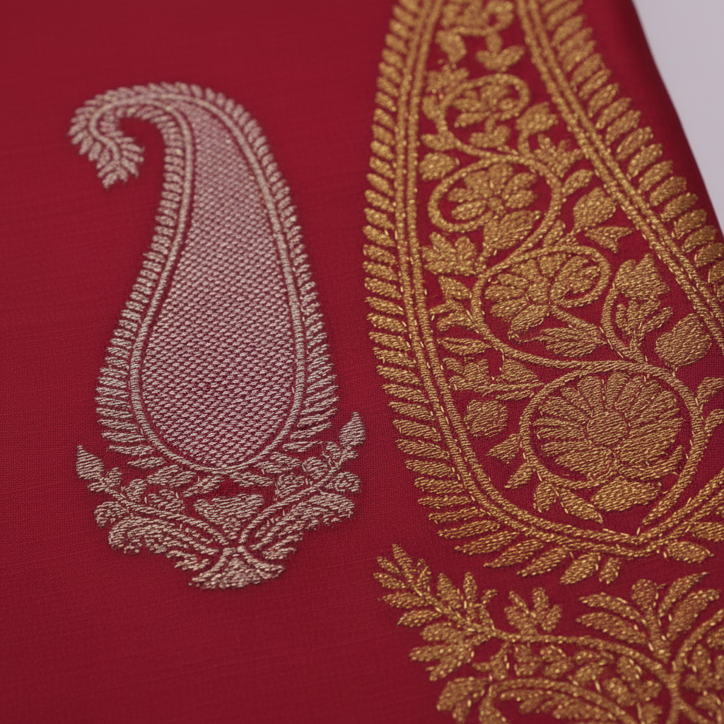 Border Close-up with Golden Paisley Motifs