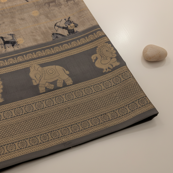 KUBERAN KHAKI BEIGE SEMI TUSSAR SILK SAREE