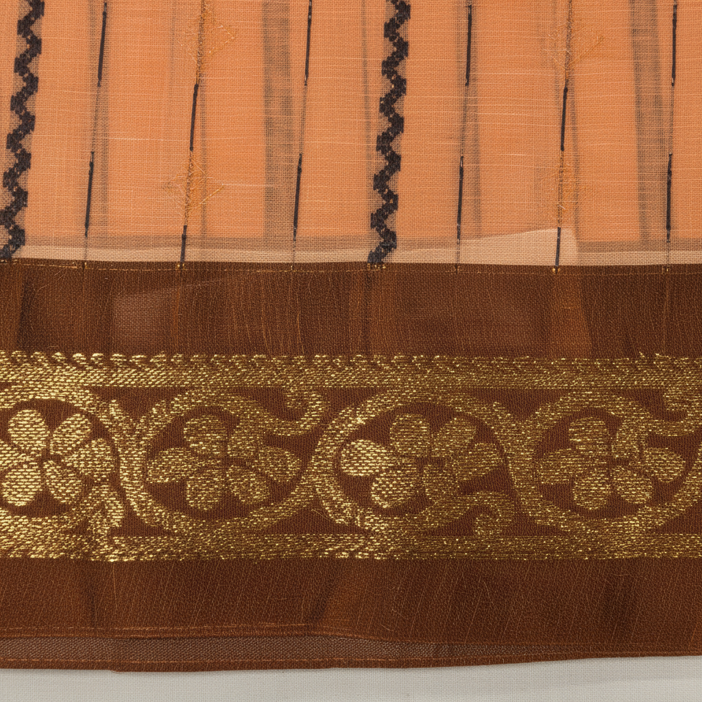 KUBERAN PALE ORANGE COTTON SAREE