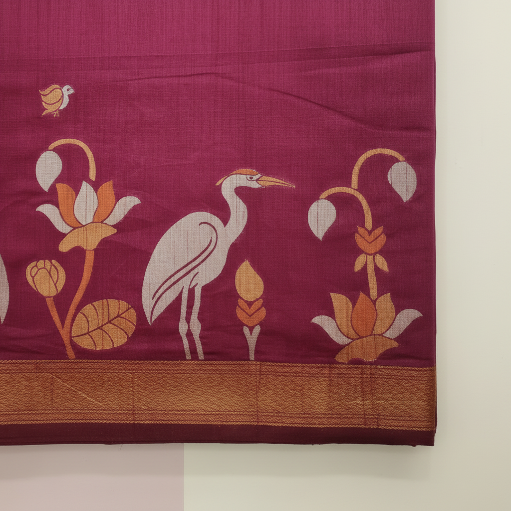 KUBERAN PURPLE RAW SILK SAREE