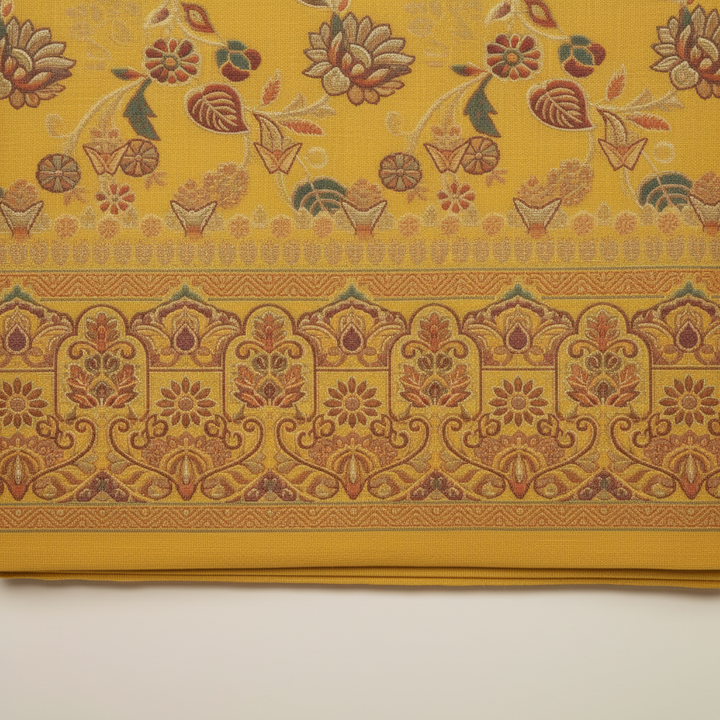 KUBERAN MEENAKARI YELLOW COTTON SAREE