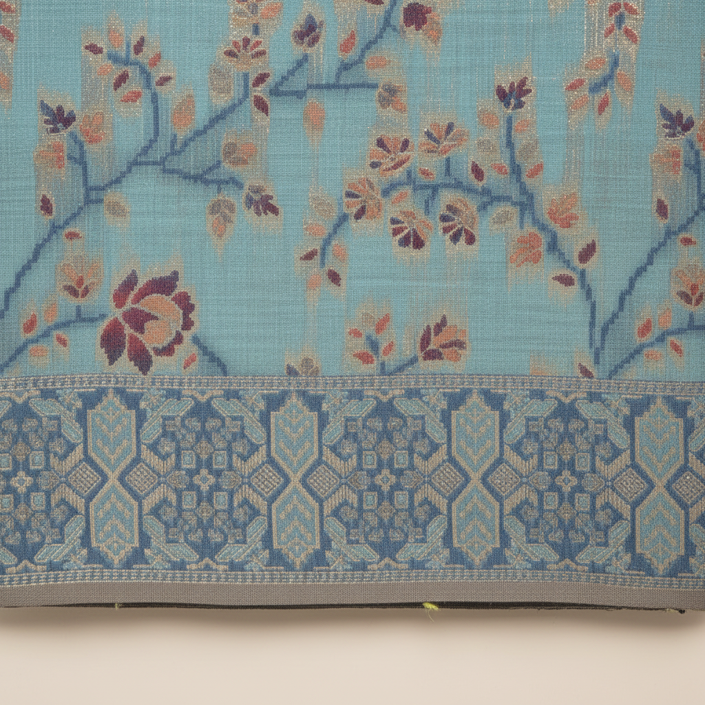 KUBERAN MEENAKARI BLUE COTTON SAREE