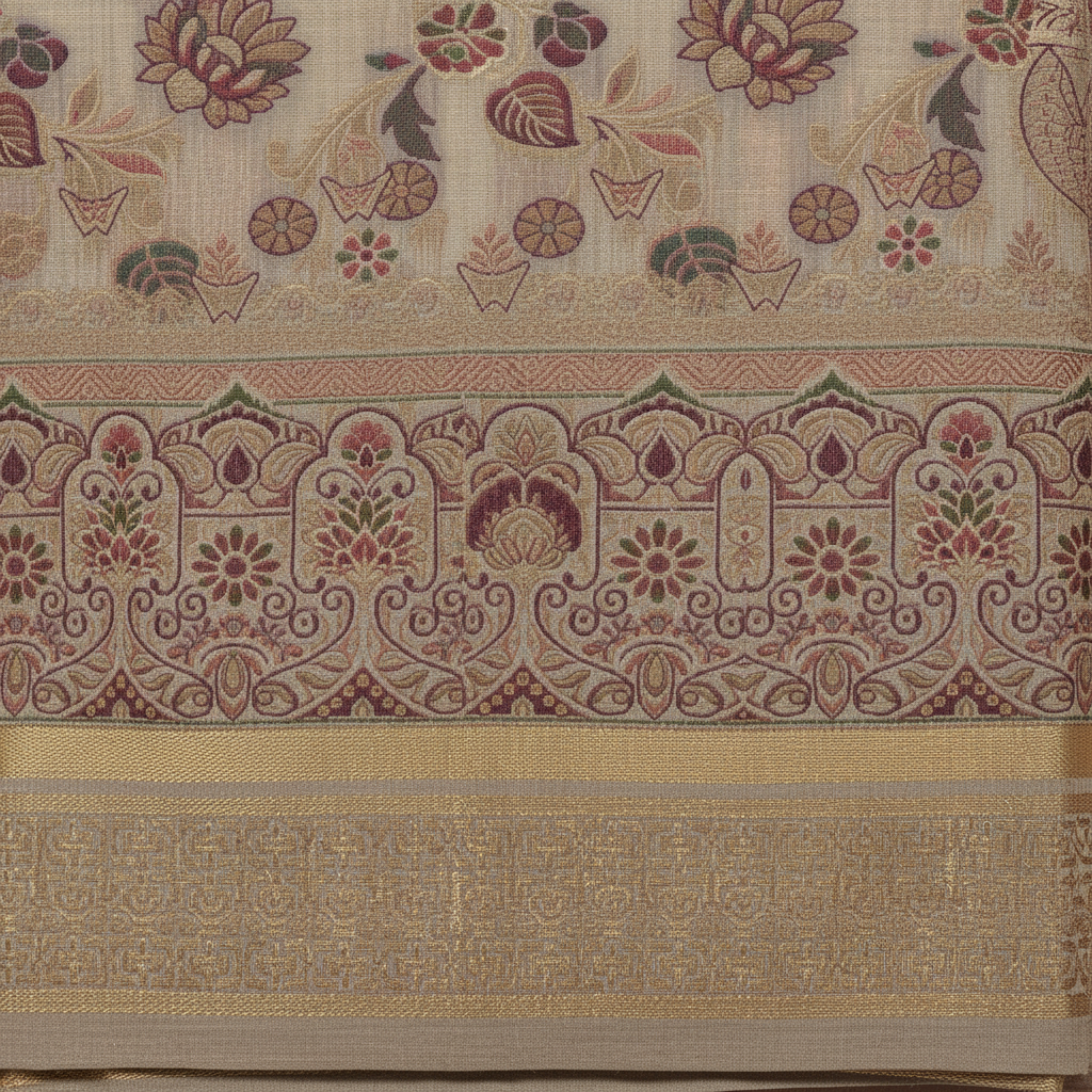 KUBERAN MEENAKARI IVORY COTTON SAREE