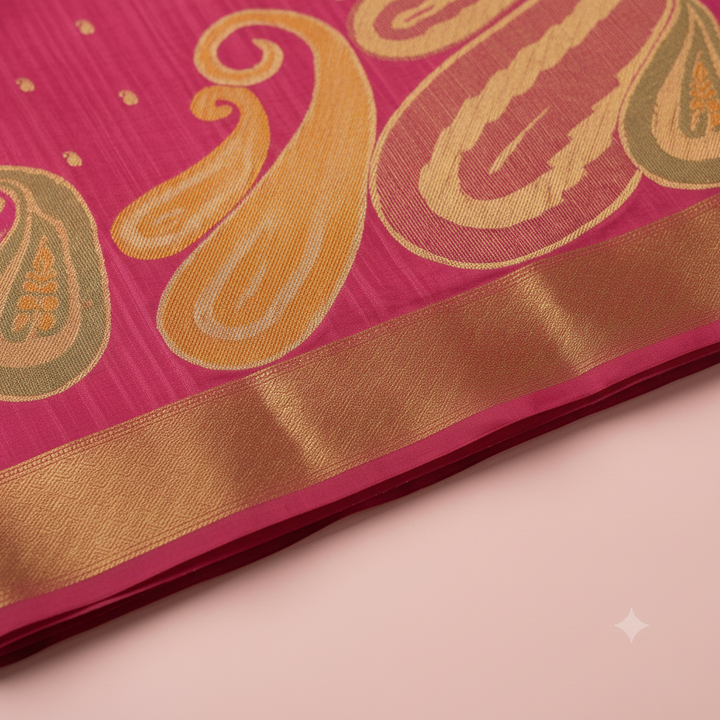 KUBERAN PEACH RAW SILK SAREE