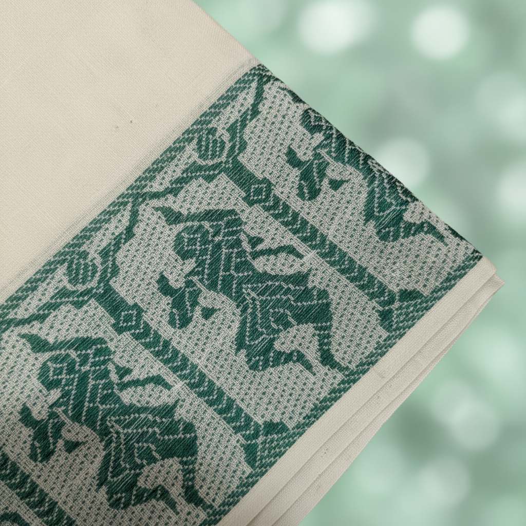 KUBERAN WHITE COTTON DANCE PRACTICE SAREE