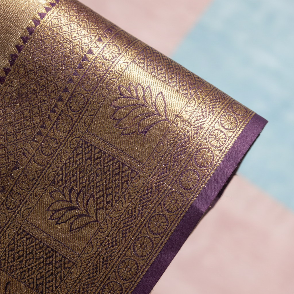 Kuberan light purple Floral Vine Kanchipuram Silk Saree