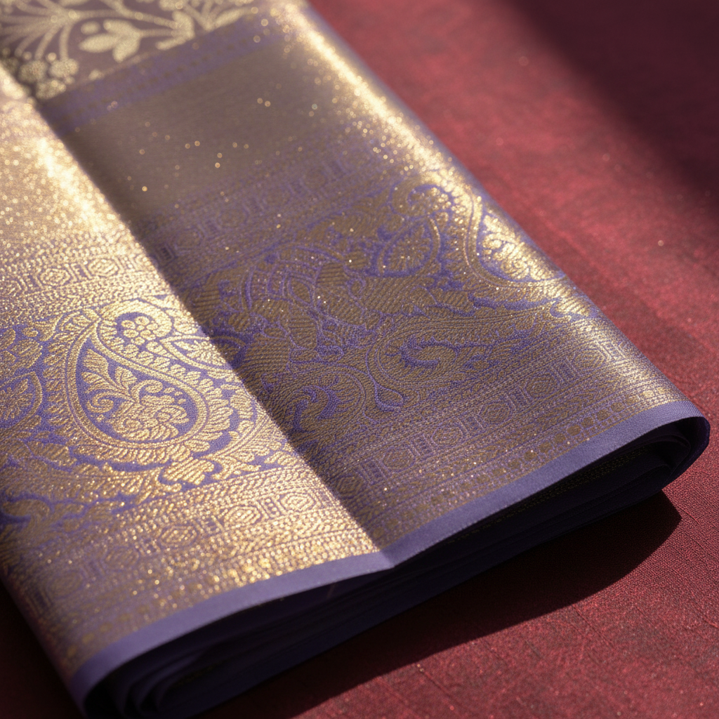 Kuberan Mauve Floral Kanchipuram Silk Saree