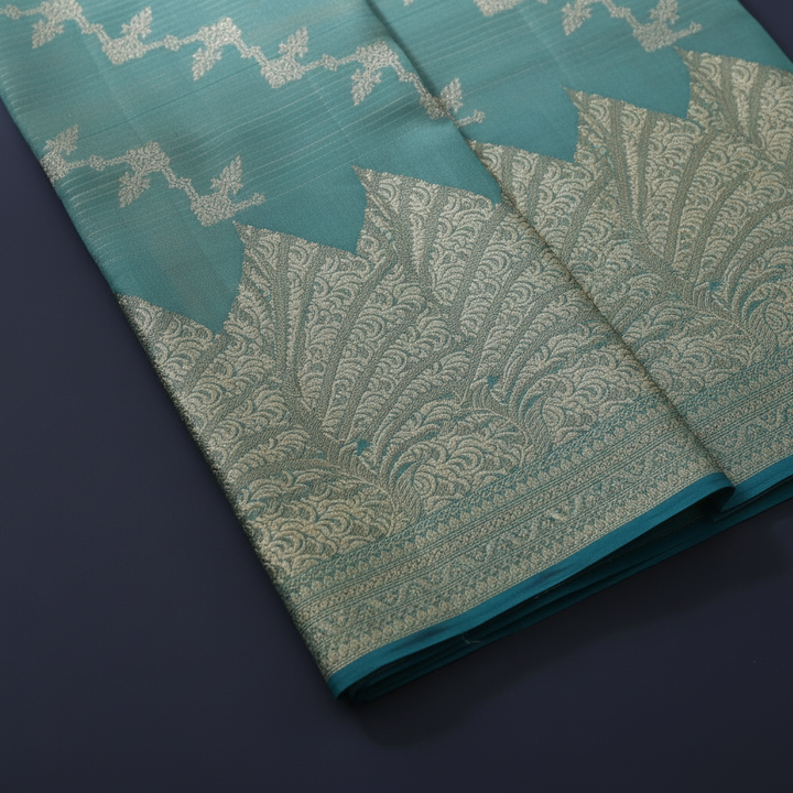 Kuberan Teal Kanchipuram Silk Saree