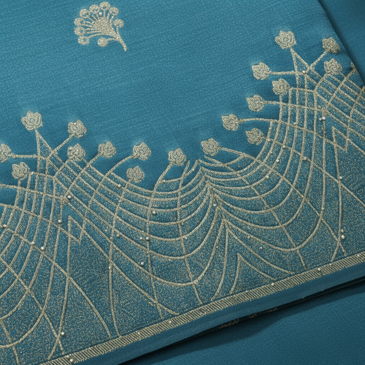 Border peacock embroidery close-up