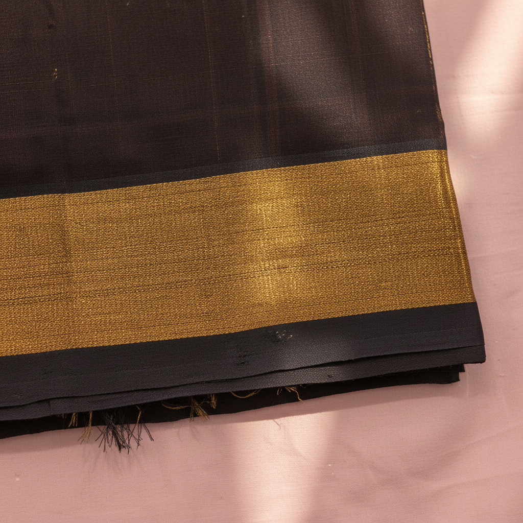 Kuberan brown & Gold Zari Checks Cotton Silk Saree