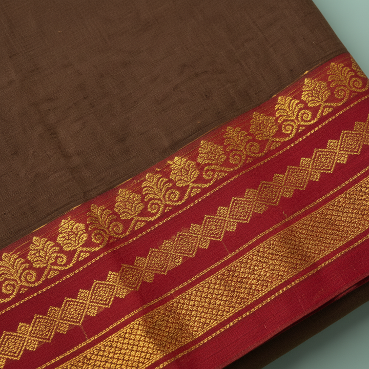 KUBERAN COFFEE BROWN COTTON SAREE
