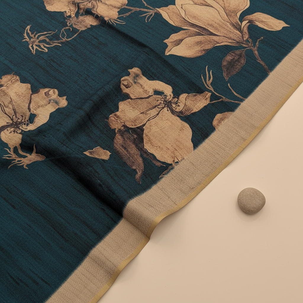 KUBERAN CARBON BLUE SEMI TUSSAR SILK SAREE