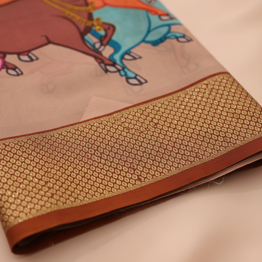 KUBERAN DUSTY BROWN MYSORE CREPE SILK SAREE