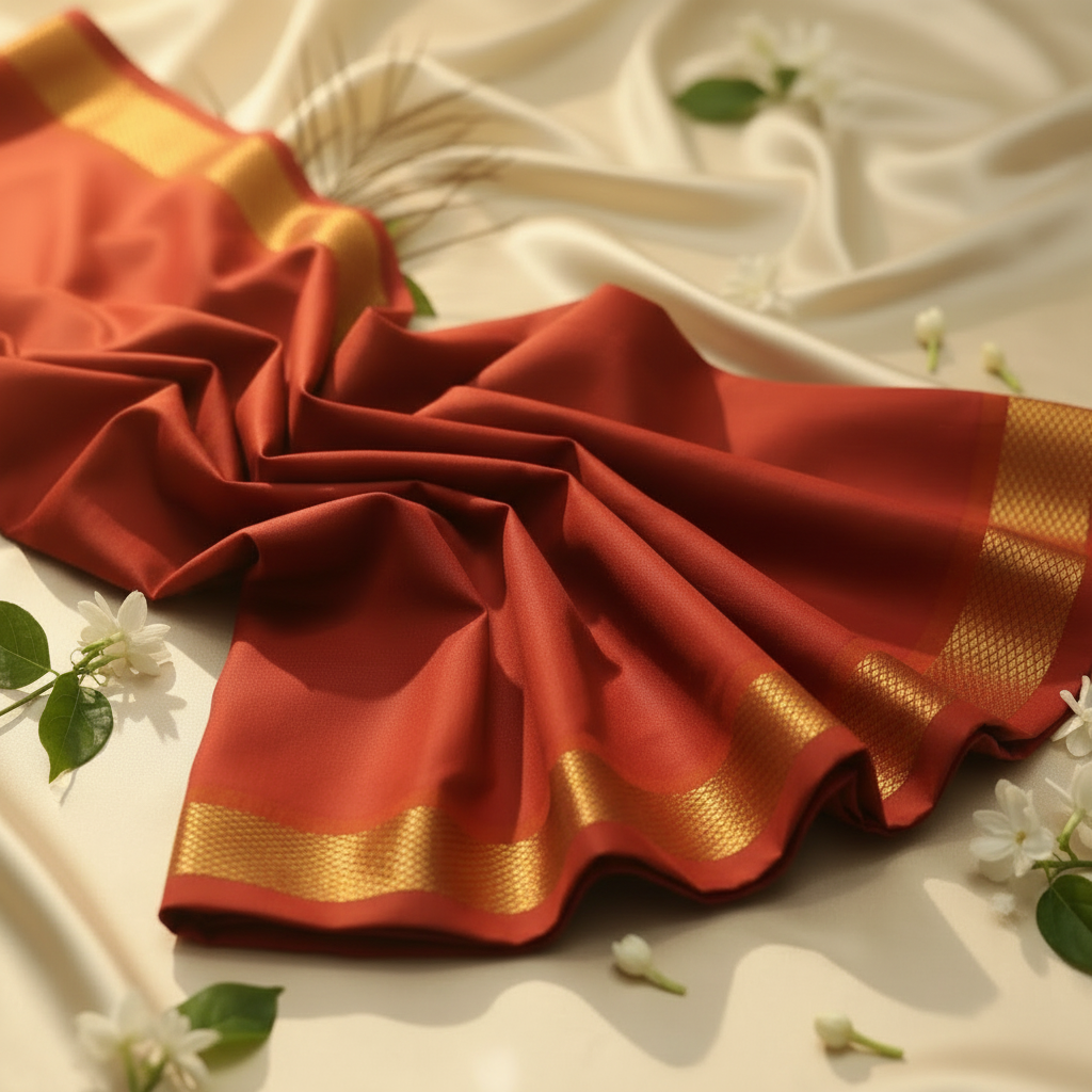 Kuberan Brick Red Mix Silk Dhoti