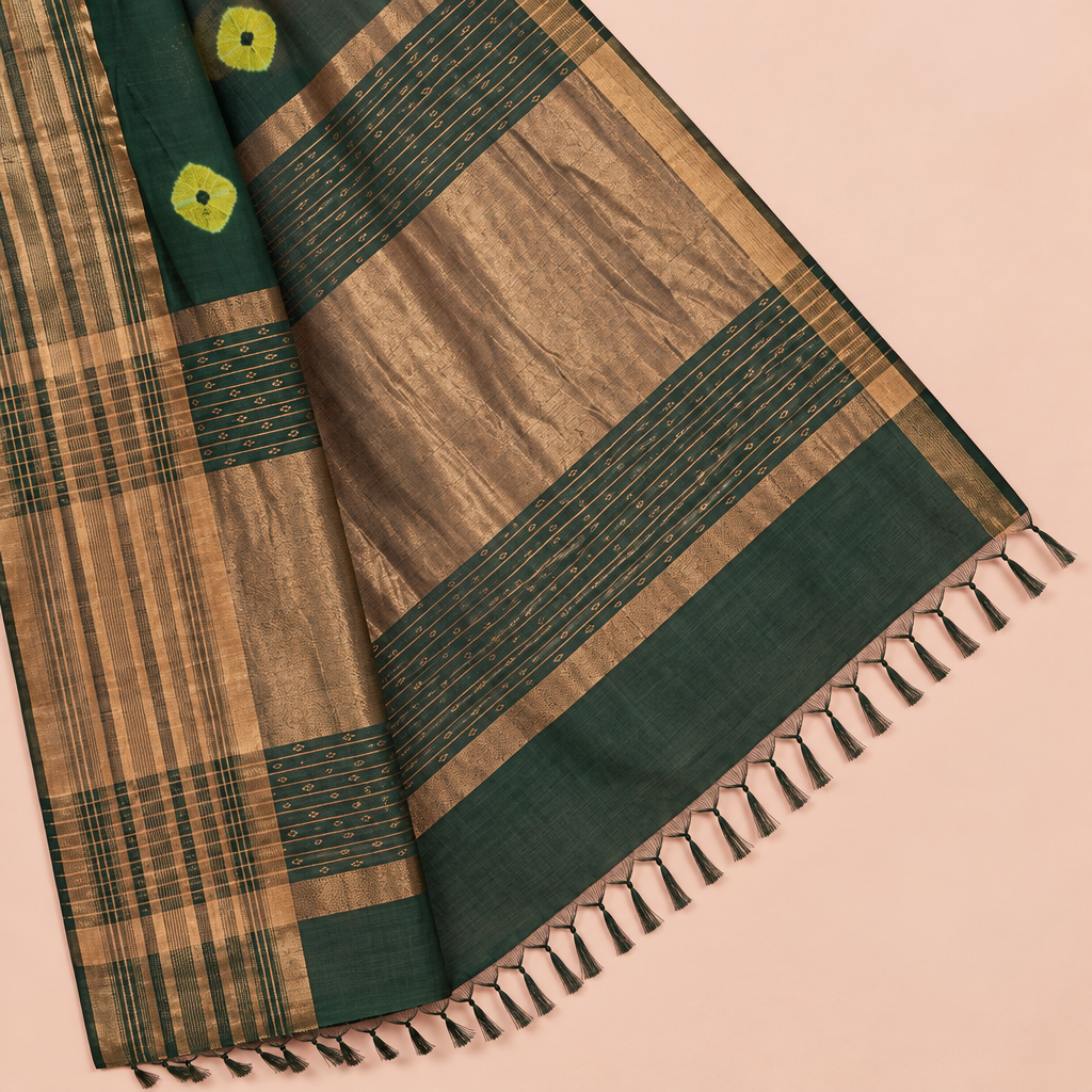 KUBERAN GREEN COTTON SAREE