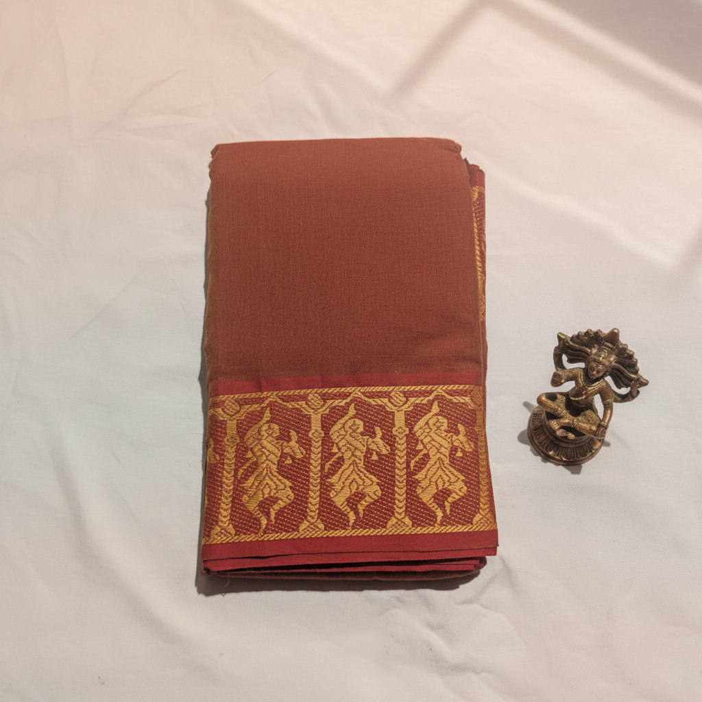 KUBERAN RUST BROWN COTTON DANCE PRACTICE SAREE