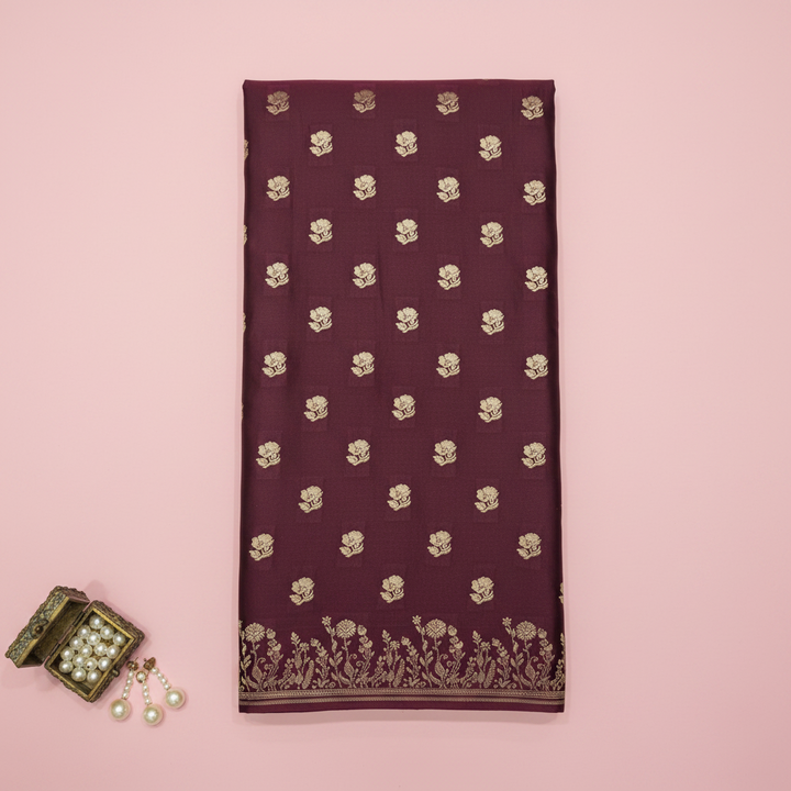 KUBERAN MAROON MASHRU BANARASI SILK SAREE