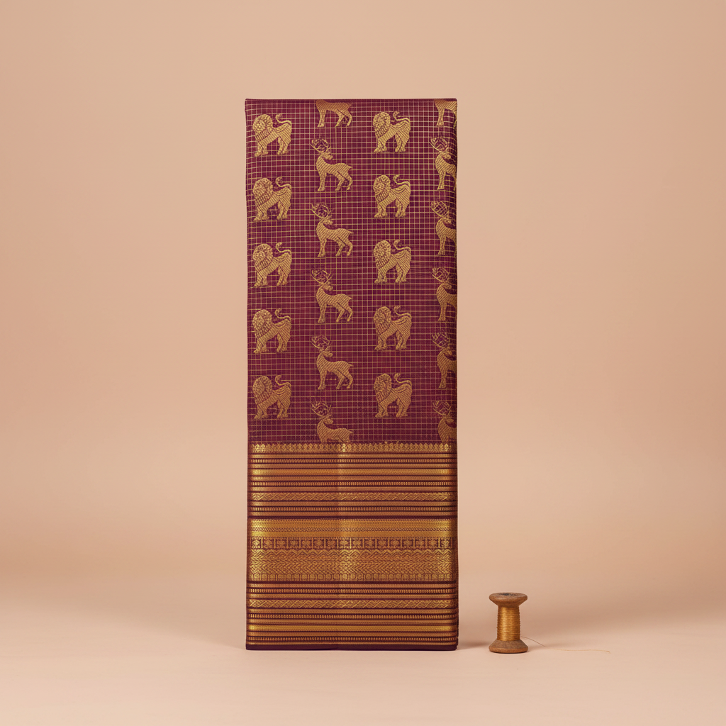 KUBERAN MAROON PURE KANCHIPURAM SILK SAREE