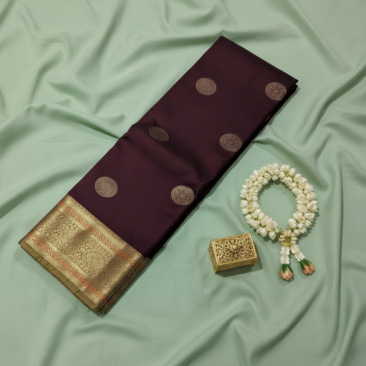KUBERAN DEEP WINE SEMI SILK SAREE