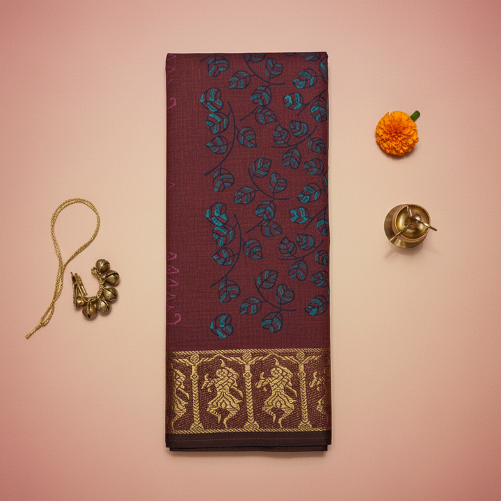 KUBERAN BROWN COTTON DANCE PRACTICE SAREE