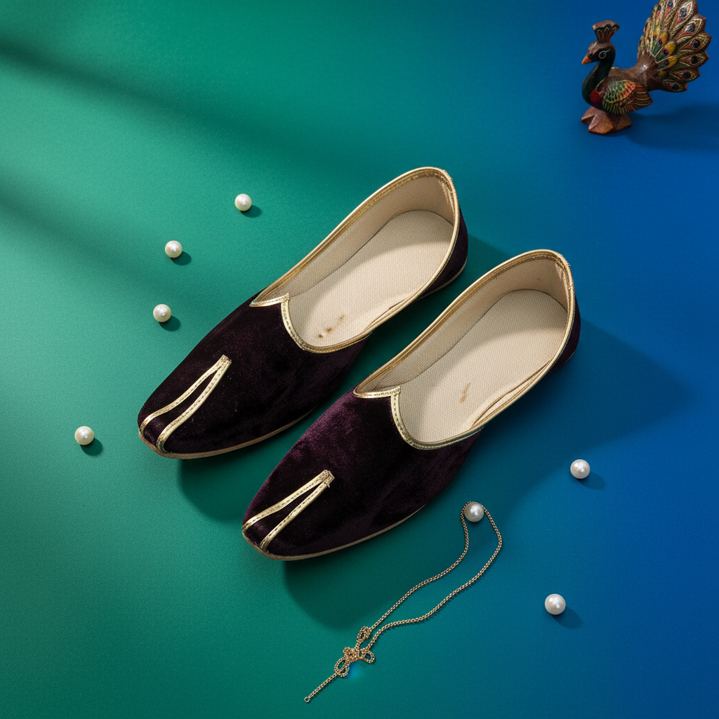 Burgundy Mojari with designer vibrant background