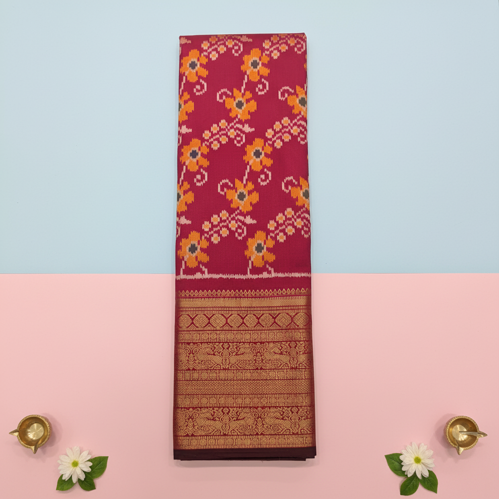 KUBERAN PINK POCHAMPALLY SILK SAREE