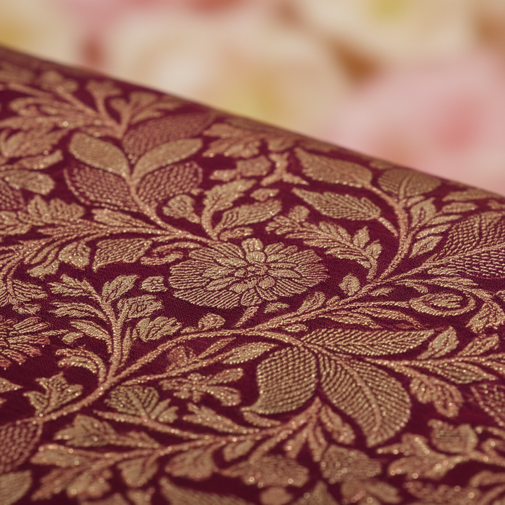 KUBERAN RED BROCADE SEMI SILK SAREE