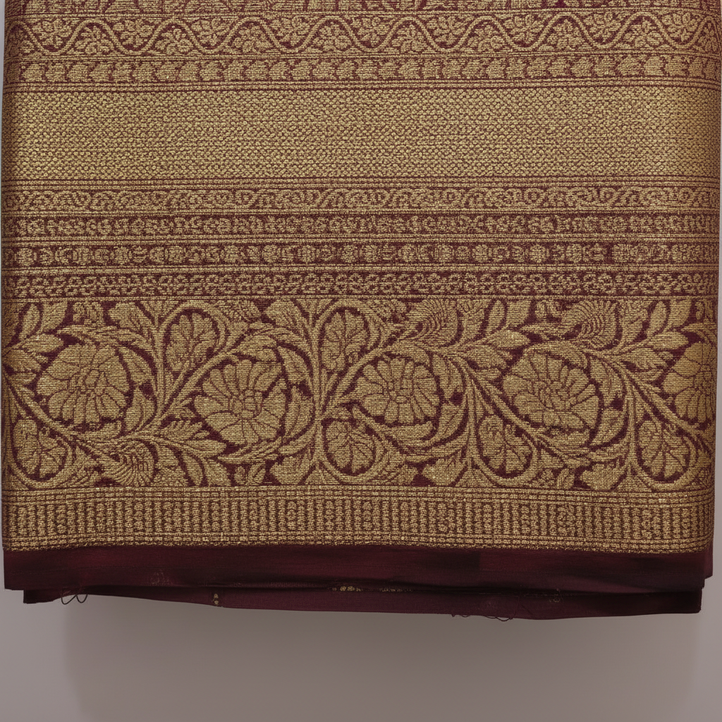 KUBERAN RED BROCADE SEMI SILK SAREE