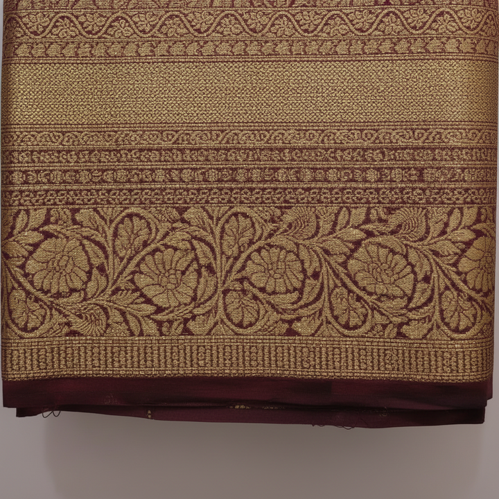 KUBERAN RED BROCADE SEMI SILK SAREE