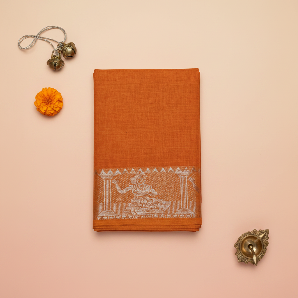 KUBERAN ORANGE COTTON DANCE PRACTICE SAREE