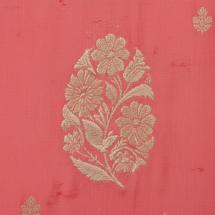 KUBERAN PEACH GEORGETTE SEMI BANARASI SILK SAREE