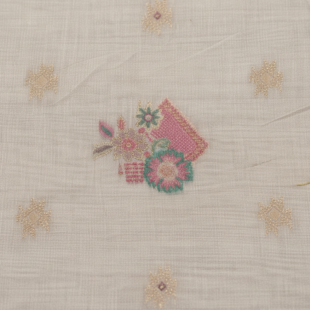 KUBERAN MEENAKARI WHITE COTTON SAREE