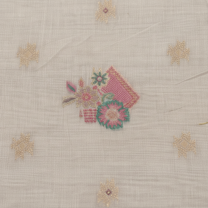 KUBERAN MEENAKARI WHITE COTTON SAREE