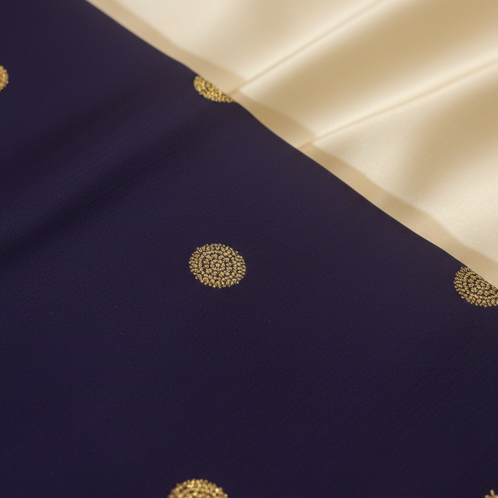 KUBERAN NAVY BLUE WITH PINK PURE KANCHIPURAM SILK SAREE