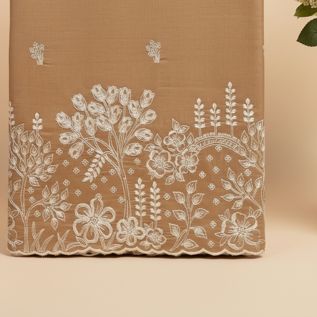 Camel Tan Silk Saree – Border Close-Up