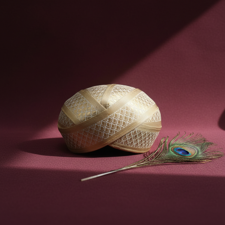 Kuberan Mysore Peta Champagne Gold Silk Turban