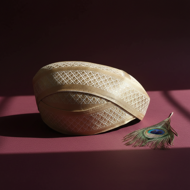 Kuberan Mysore Peta Champagne Gold Silk Turban