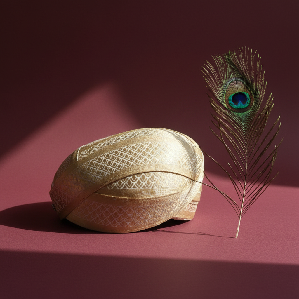 Kuberan Mysore Peta Champagne Gold Silk Turban