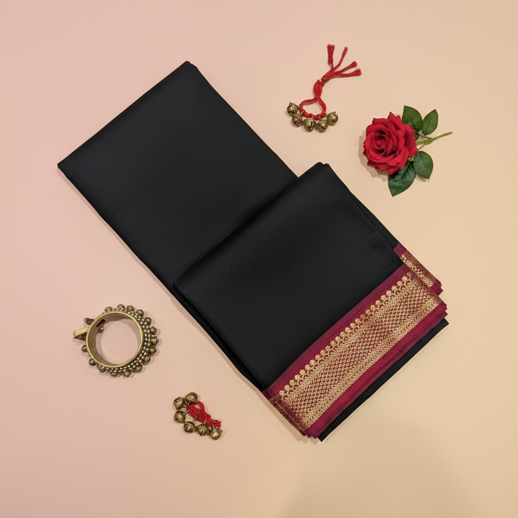 KUBERAN BLACK COTTON DANCE PRACTICE SAREE