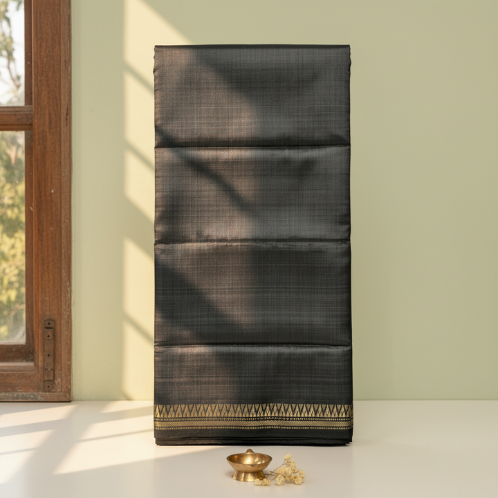 KUBERAN BLACK BISHNUPURI SOFT SILK SAREE