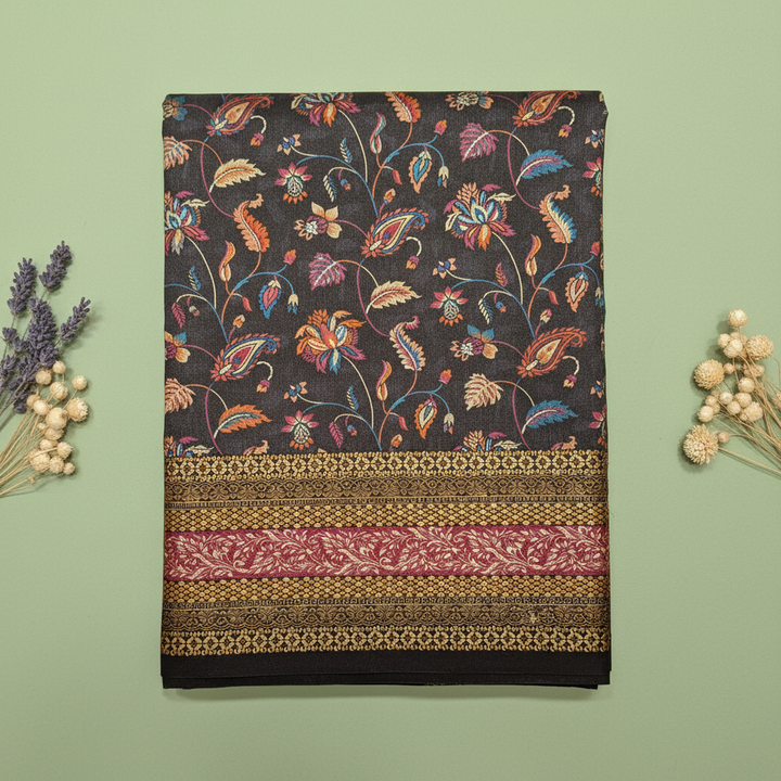 KUBERAN BLACK PASHMINA FANCY SAREE