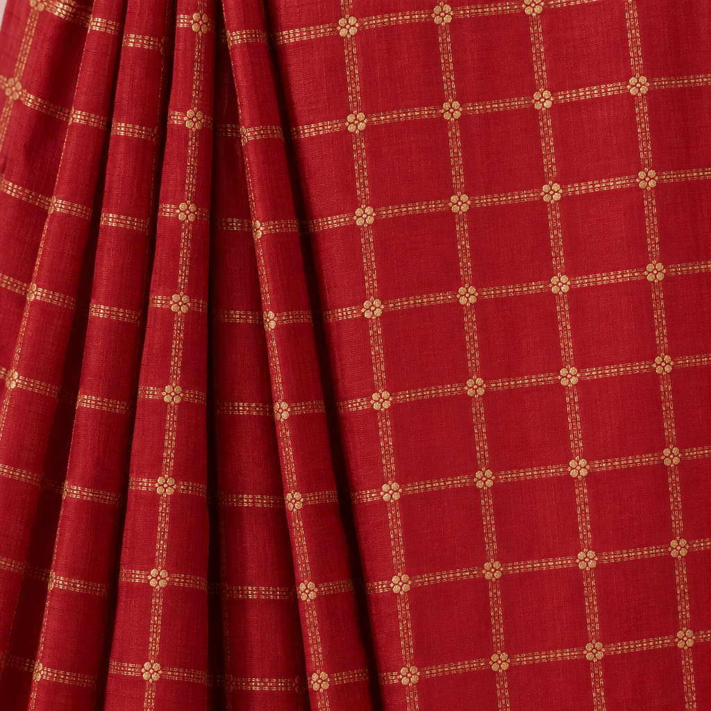 KUBERAN RED MASHRU GEORGETTE SAREE