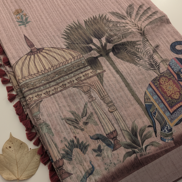 KUBERAN PASTEL PINK LINEN COTTON SAREE