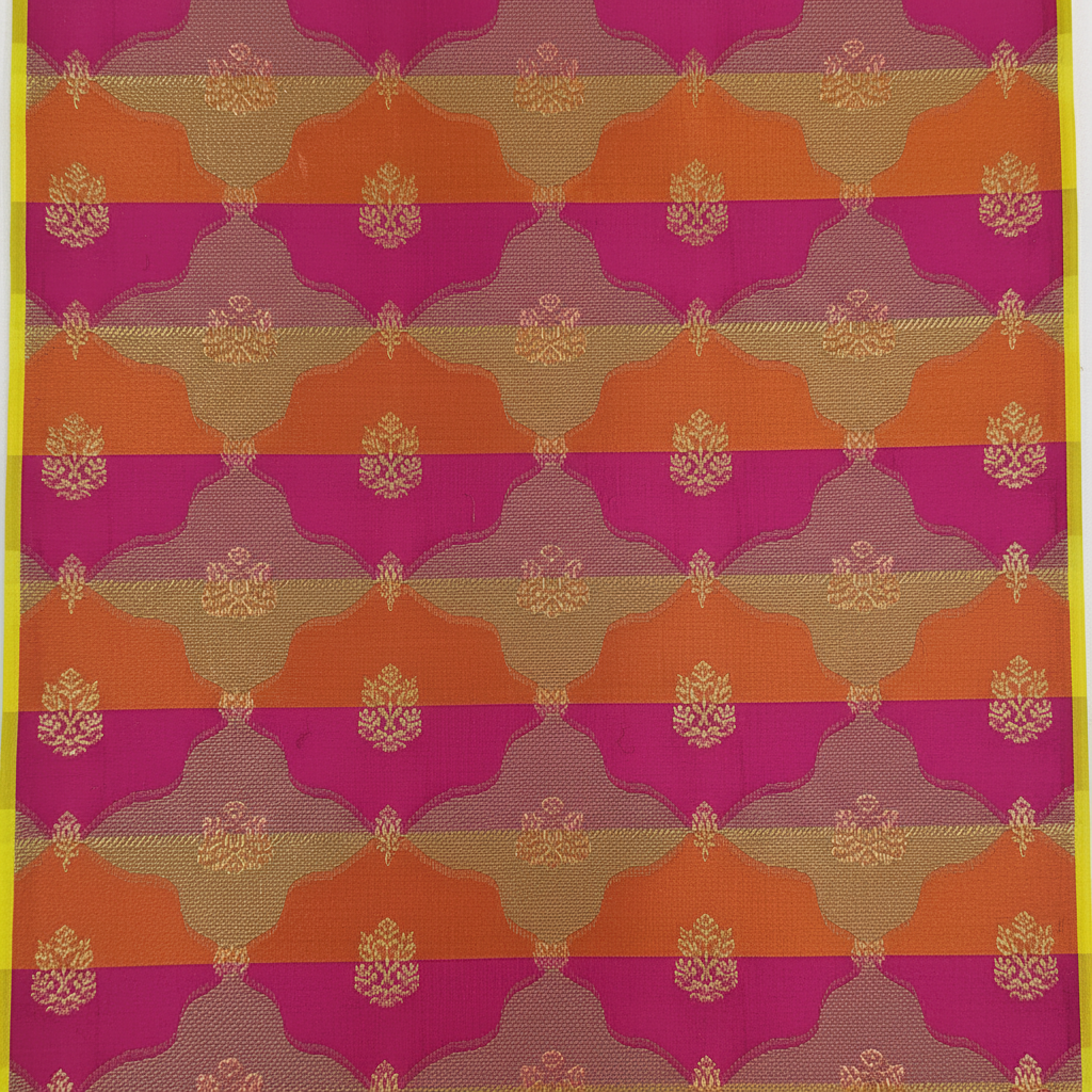Kuberan Magenta Pink & Orange Kanchipuram Silk Saree